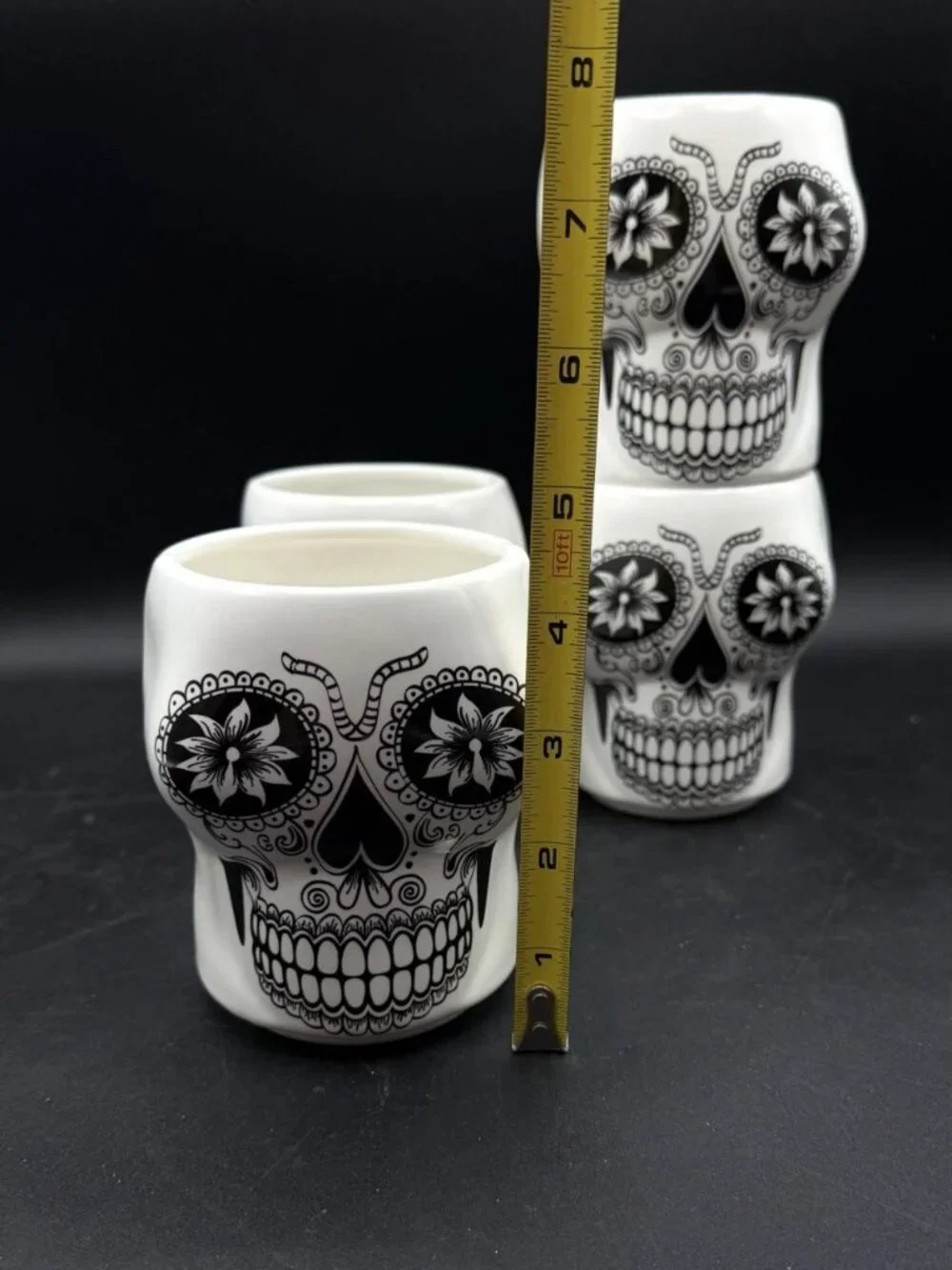 Don Julio Tequila Sugar Skull Mugs Cups Ceramic Day Of The Dead LOT 4